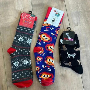 4/$25 Ladies Socks Bundle HotSox Cats Fair Isle Hearts